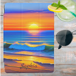 Ocean Sunset Signature iPad Air Cover<br><div class="desc">Dompel uzelf onder in de fascinerende schoonheid van een strandzonsondergang en bescherm uw tablet in stijl met deze gepersonaliseerde tabletcover. Voeg je persoonlijke touch toe en draag een stukje rust,  waar je ook gaat.</div>