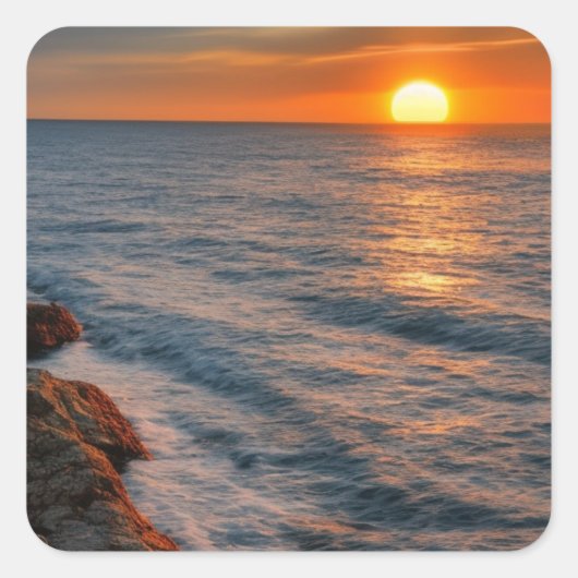 Ocean sunset square sticker (Voorkant)