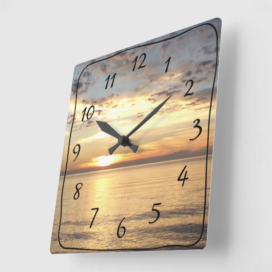 Ocean Sunset Square Wall klok (Hoek)