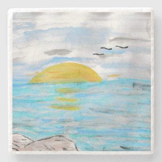 Ocean Sunset Stenen Onderzetter (Voorkant)