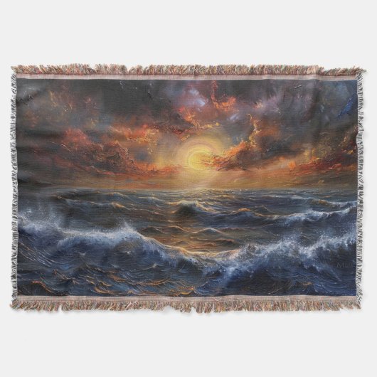 Ocean Sunset Throw Blanket Deken (Voorkant)