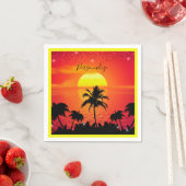 Ocean Sunset Tropical Beach Palm Trees personalise Servet (Insitu)