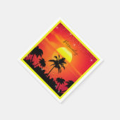 Ocean Sunset Tropical Beach Palm Trees personalise Servet (Hoek)
