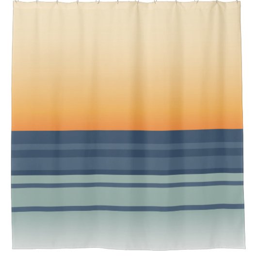 Ocean Sunset Vervagend Sinaasappel en Blauw Abstra Douchegordijn (Voorkant)