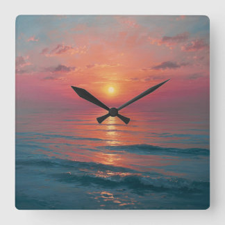 Ocean Sunset Vierkante Klok