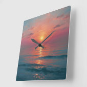 Ocean Sunset Vierkante Klok (Hoek)