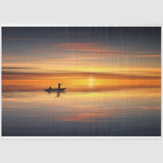 Ocean Sunset Vist Boat Decoupage Tissue Paper Tissuepapier (Voorkant)