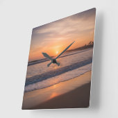 Ocean Sunset Wall Clock - Kalm Kustontwerp Vierkante Klok (Hoek)