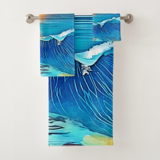 Ocean Sunset Wave Art Bad Handdoek (Insitu)