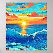 Ocean Sunset Wave Art Poster (Voorkant)