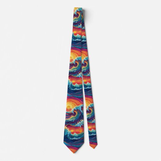 Ocean Sunset Waves Neck Tie Stropdas (Voorkant)