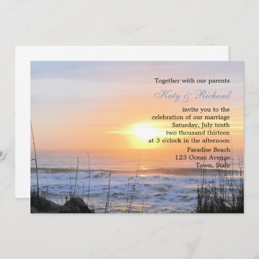Ocean Sunset Wedding Uitnodiging (Voorkant / Achterkant)