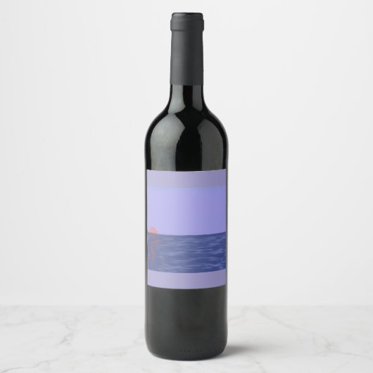 Ocean Sunset Wine Label Wijn Etiket (Voorkant)
