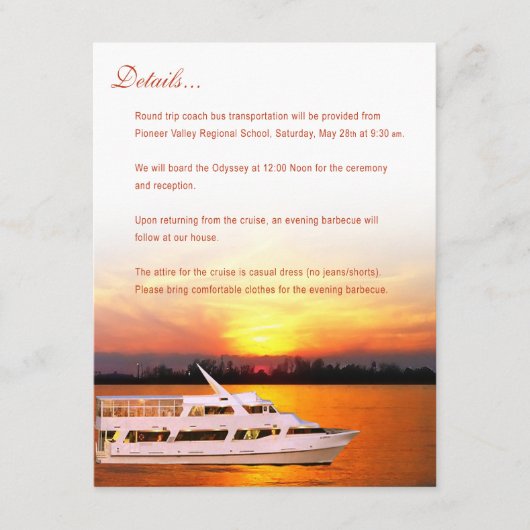 Ocean Sunset Yacht 4.25x5.5 Details over het vaste Informatiekaartje (Voorkant)