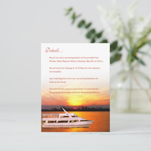 Ocean Sunset Yacht 4.25x5.5 Details over het vaste Informatiekaartje (Staand voorkant)