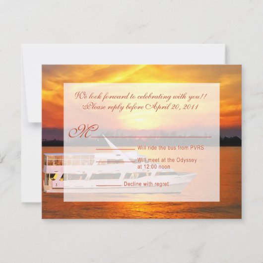 Ocean Sunset Yacht met Faux Vellum Overlay RSVP (Voorkant)