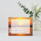 Ocean Sunset Yacht met Faux Vellum Overlay RSVP (Staand voorkant)