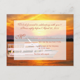Ocean Sunset Yacht met Faux Vellum Overlay RSVP Kaartje