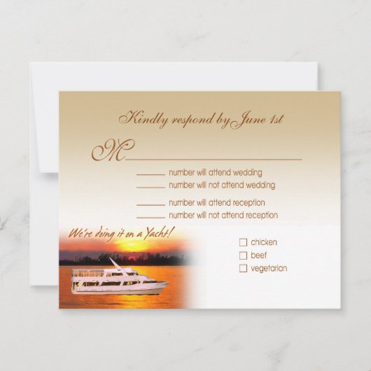 Ocean Sunset Yacht RSVP Kaartje (Voorkant)