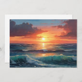 Ocean Sunset Zonsopkomst Kleurrijke golven Wolken  Feestdagenkaart (Voorkant / Achterkant)