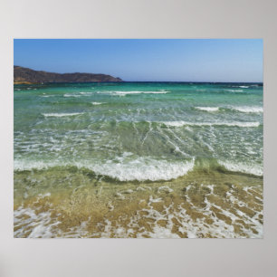 Ocean surf in Elafonisi Beach - Europe, Griekenlan Poster