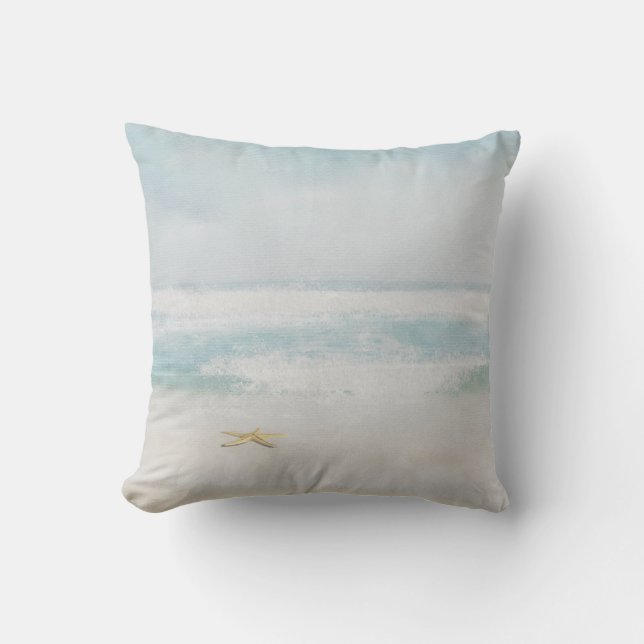 Ocean Surf met Starfish Waterverf Kussen (Voorkant)