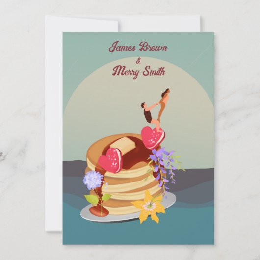 Ocean Surfing op Pancakes Sweet Love Wedding Kaart (Voorkant)