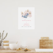 Ocean Sweet Whale Floral Baby shower Welkom Poster (Keuken)