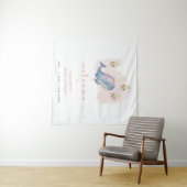 Ocean Sweet Whale Floral Baby shower Welkomstbord Wandkleed (In Situ (horizontaal))