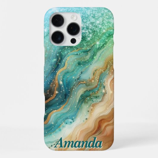 Ocean Swirl Aangepaste Naam iPhone Case Hoesje (Achterkant)