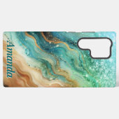 Ocean Swirl Aangepaste naam Samsung Galaxy Hoesje (Achterkant horizontaal)