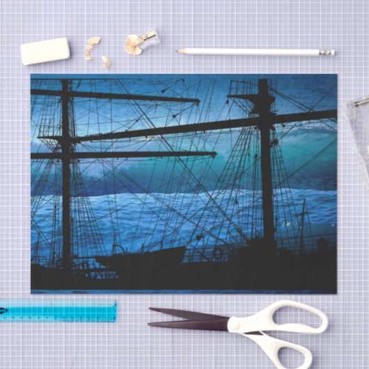 Ocean Tall Sailboat Decoupage Paper Tissuepapier (Craft)