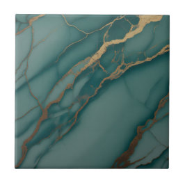 Ocean Teal Marble with Metallic Gold Veins Tegeltje