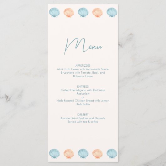 Ocean tekeningen Wedding Menu (Voorkant)