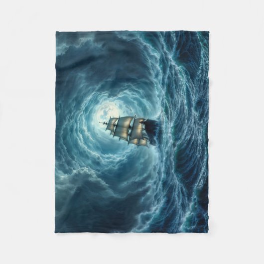 Ocean Tempest storm galjoen scheepsreis Fleece Deken (Voorkant)