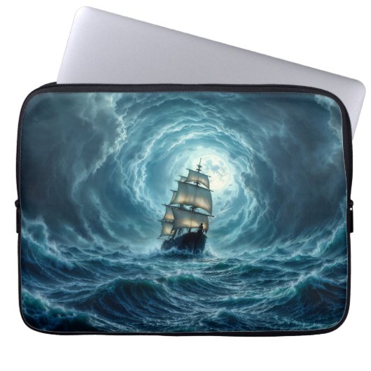 Ocean Tempest storm galjoen scheepsreis Laptop Sleeve (Voorkant)