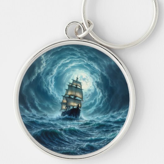Ocean Tempest storm galjoen scheepsreis Sleutelhanger (Voorkant)