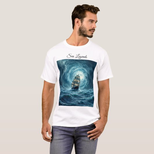 Ocean Tempest storm galjoen scheepsreis T-shirt (Voorkant volledig)