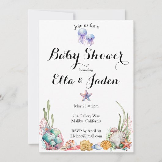 Ocean thema Baby shower Invitation Kaart (Voorkant)