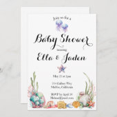 Ocean thema Baby shower Invitation Kaart (Voorkant / Achterkant)