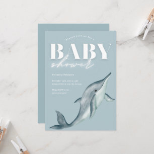 Ocean thema dolfijn baby shower kaart