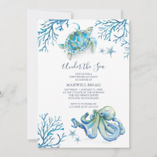 Ocean Theme 1e Verjaardag uitnodiging