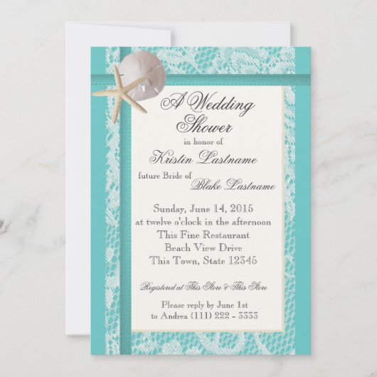 Ocean Theme Aqua Trouwdouche Kaart (Voorkant)