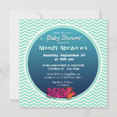 Ocean Theme Baby shower; Aqua Green Chevron Kaart (Achterkant)
