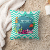 Ocean Theme Baby shower; Aqua Green Chevron Kussen (Deken)