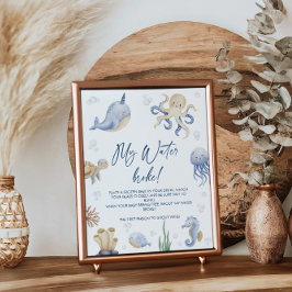 Ocean Theme Baby shower Fopspeen Hunt Spel Teken Poster