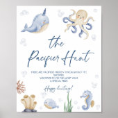 Ocean Theme Baby shower Fopspeen Hunt Spel Teken Poster (Voorkant)