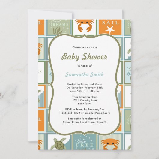 Ocean Theme Baby shower Invitation Kaart (Voorkant)