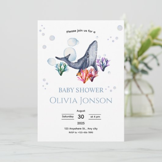 Ocean Theme Baby Shower Invite Kaart (Staand voorkant)