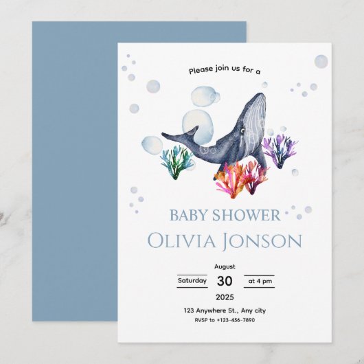 Ocean Theme Baby Shower Invite Kaart (Voorkant / Achterkant)